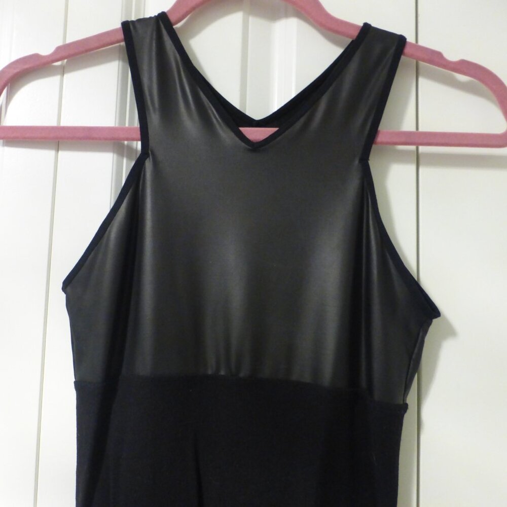 BEBE black stretchy bodycon mixed texture mini dress - Picture 3 of 5